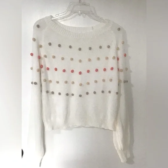 Baevely Women’s Ivory PomPom Sweater - Picture 1 of 5